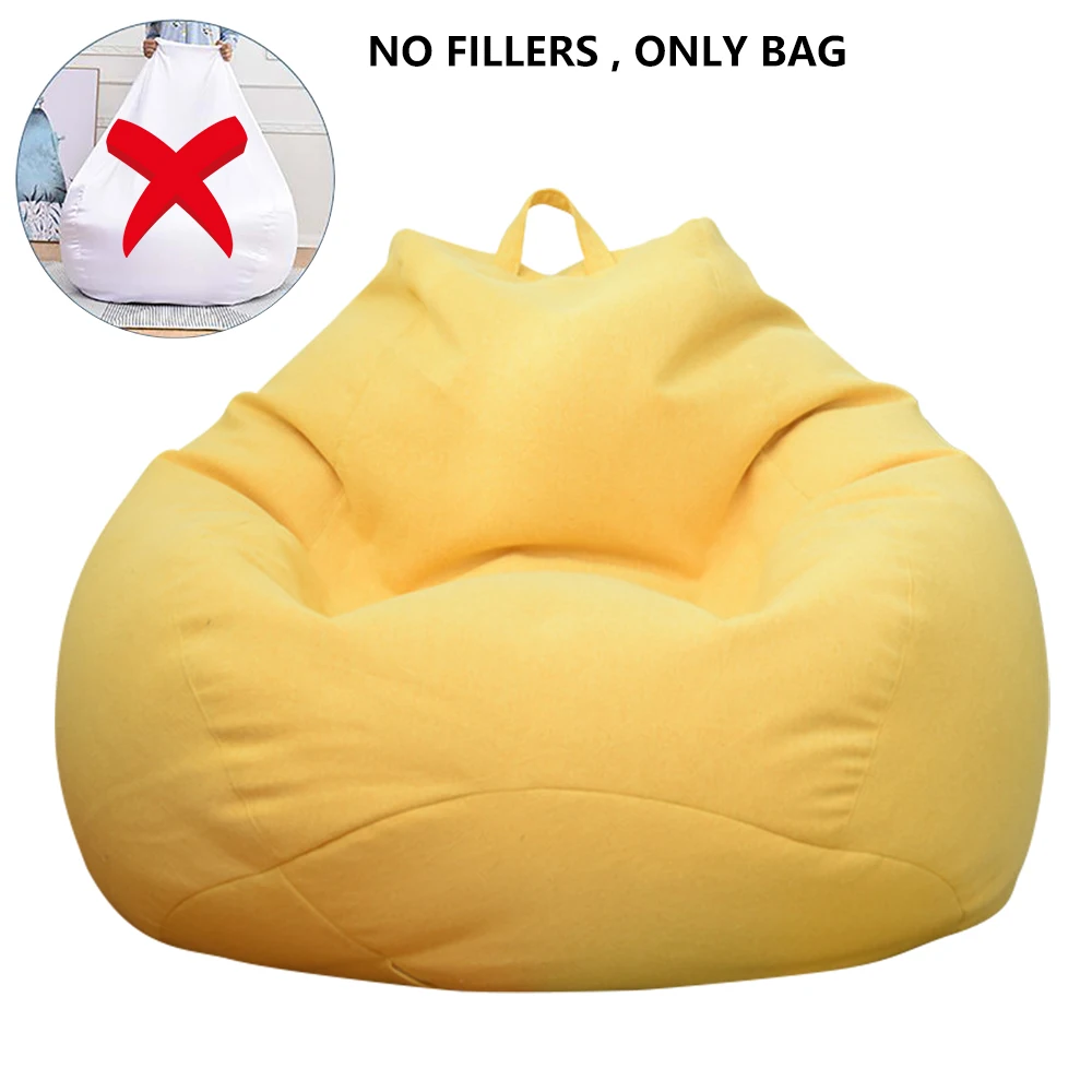 Sitzsack Hülle Pouf Bezug Lounge Sessel Überzug Leinenstoff Wohnzimmer ohne - Bild 8 von 15