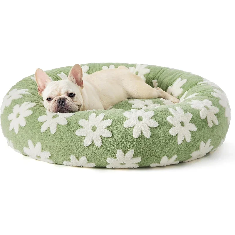 Rundes Haustierbett Katzenbett Plüsch Hundebett warm gemütlich weich - Bild 10 von 14