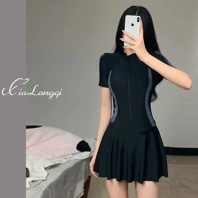 Damen Badeanzug Einteiler Sportlich Schlank Kleid Stil Elegant Konservativ - Bild 8 von 10