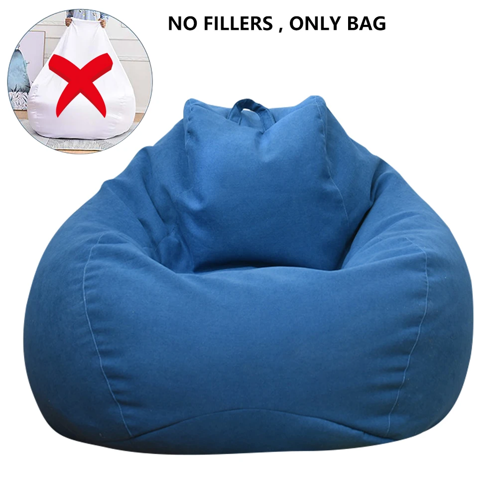Sitzsack Hülle Pouf Bezug Lounge Sessel Überzug Leinenstoff Wohnzimmer ohne - Bild 7 von 15