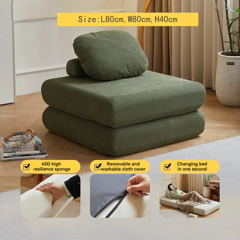 Kompaktes Stoffsofa Schlafsofa Tatami Klappsofa Samt Sofa Möbel Wohnzimmer - Bild 5 von 11