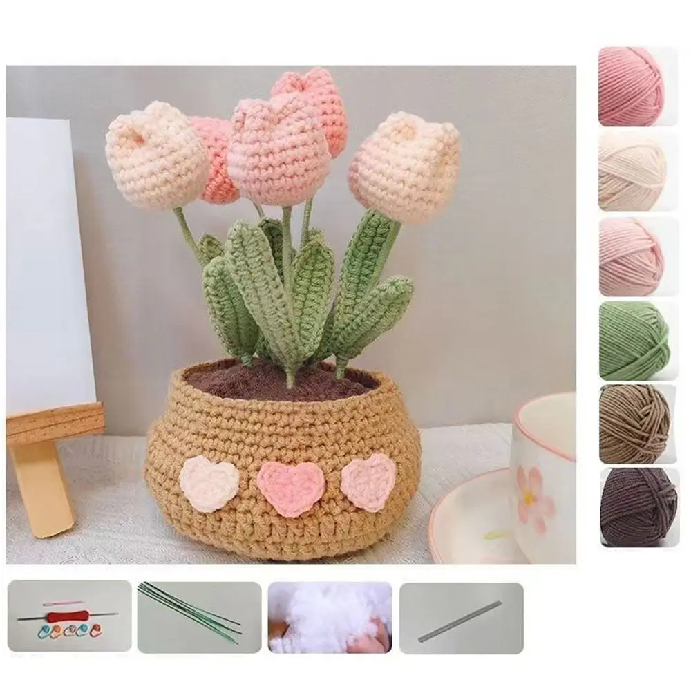 Häkelset Tulpen Blumen DIY Garn Bastelset farbenfroh Anfänger geeignet - Bild 10 von 11