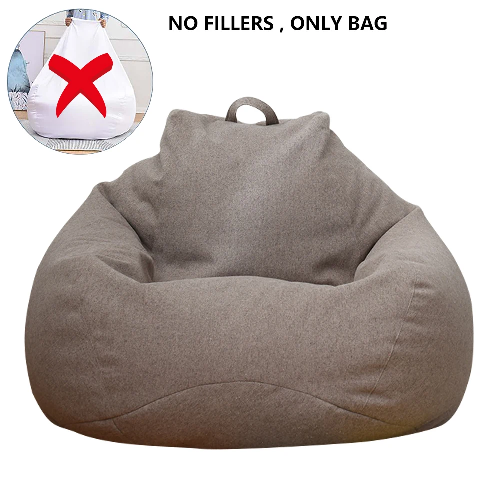 Sitzsack Hülle Pouf Bezug Lounge Sessel Überzug Leinenstoff Wohnzimmer ohne - Bild 9 von 15