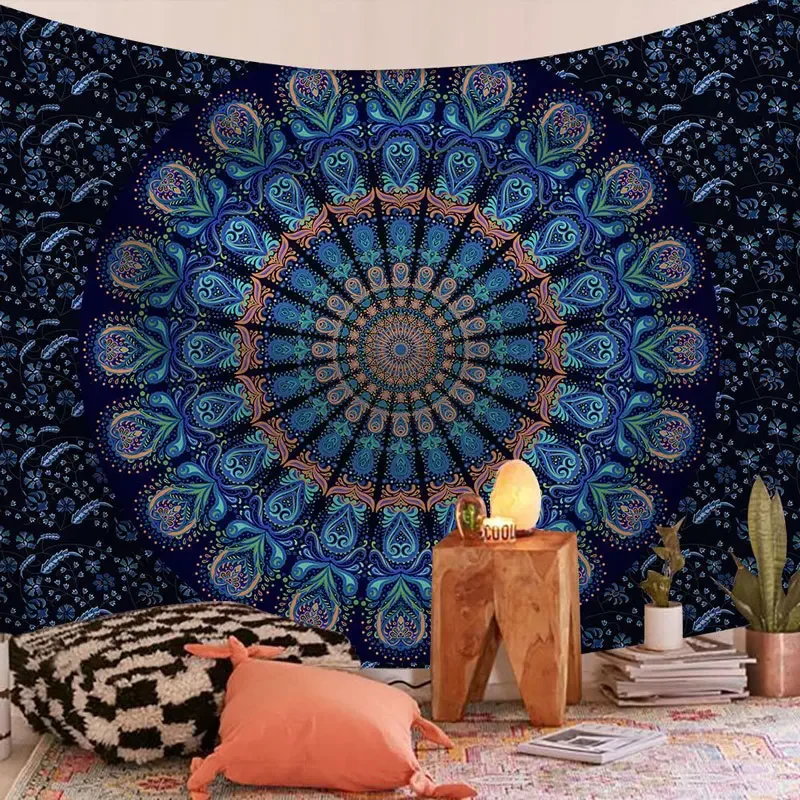 Bohemian Mandala Wandteppich Wandbehang Yogamatte Strandtuch Gewebt