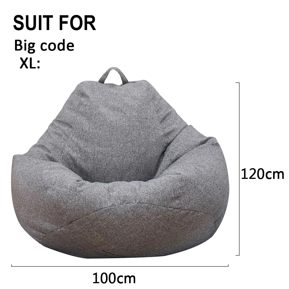 Sitzsack Hülle Pouf Bezug Lounge Sessel Überzug Leinenstoff Wohnzimmer ohne - Bild 13 von 15