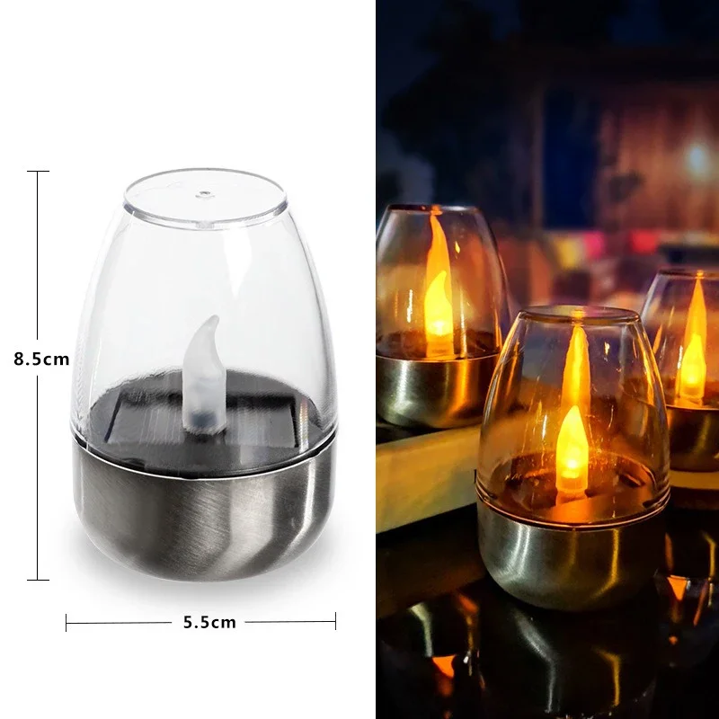 LED Solar Kerzen Flammenlos Wiederaufladbar Wasserdicht Gartenparty Dekor - Bild 8 von 9