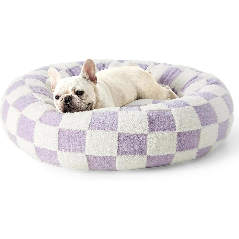 Rundes Haustierbett Katzenbett Plüsch Hundebett warm gemütlich weich - Bild 7 von 14