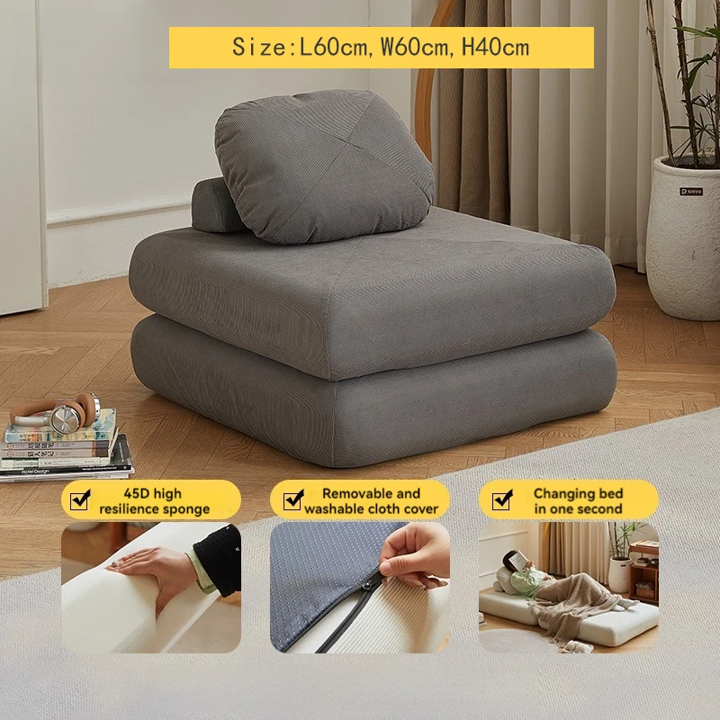 Kompaktes Stoffsofa Schlafsofa Tatami Klappsofa Samt Sofa Möbel Wohnzimmer - Bild 6 von 11