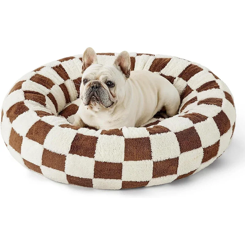 Rundes Haustierbett Katzenbett Plüsch Hundebett warm gemütlich weich - Bild 9 von 14
