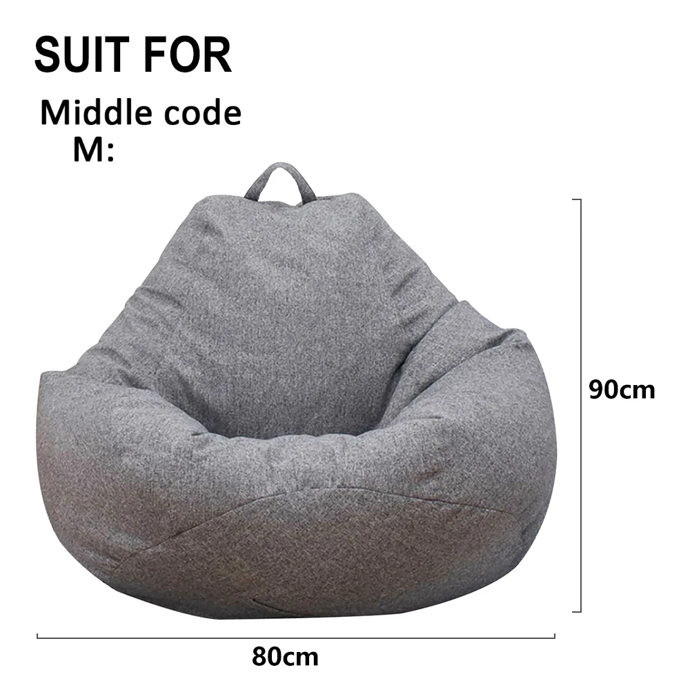 Sitzsack Hülle Pouf Bezug Lounge Sessel Überzug Leinenstoff Wohnzimmer ohne - Bild 14 von 15